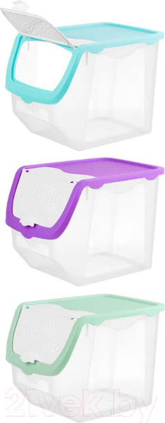 Изображение товара Набор контейнеров El Casa 640137-3 (бирюзовый/фиолетовый/фисташковый)
