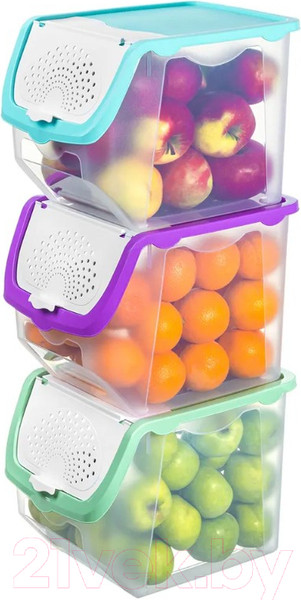 Изображение товара Набор контейнеров El Casa 640137-3 (бирюзовый/фиолетовый/фисташковый)