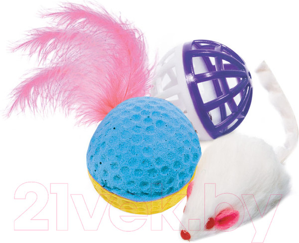 Изображение товара Набор игрушек для кошек Triol XW0028 / 22181034 (мяч, мышь, шар)
