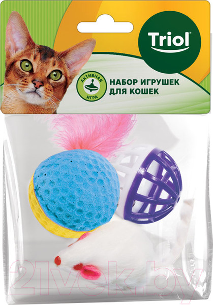 Изображение товара Набор игрушек для кошек Triol XW0028 / 22181034 (мяч, мышь, шар)