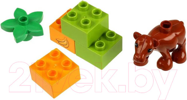 Изображение товара Конструктор Город мастеров Большие кубики Синий трактор с тележкой / 10007-GK