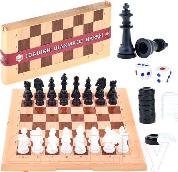 Изображение товара Набор настольных игр Десятое королевство Шашки-Шахматы-Нарды / 03893