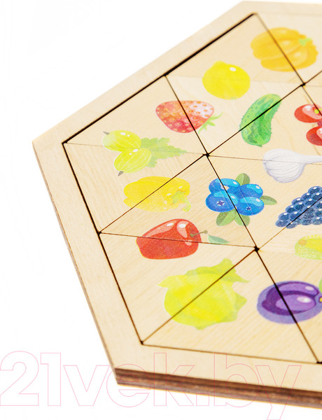 Изображение товара Развивающая игра Десятое королевство Овощи, фрукты, ягоды. Занимательные треугольники / 00778