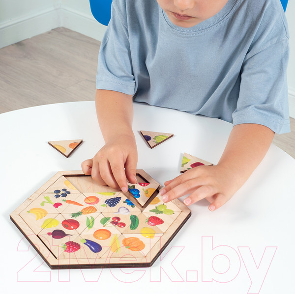 Изображение товара Развивающая игра Десятое королевство Овощи, фрукты, ягоды. Занимательные треугольники / 00778