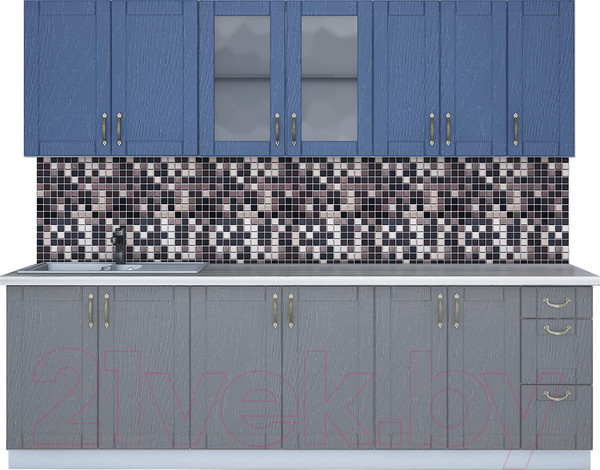 Изображение товара Кухонный гарнитур Интерлиния Мила Крафт 2.5А (дуб серый/дуб лазурный/травертин серый)