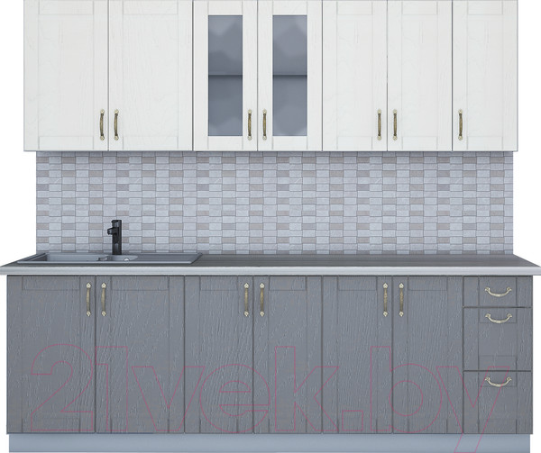 Изображение товара Кухонный гарнитур Интерлиния Мила Крафт 2.3А (дуб серый/дуб полярный/травертин серый)