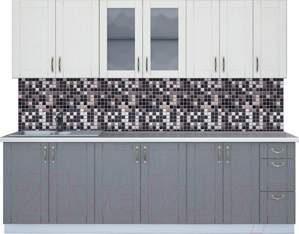 Изображение товара Кухонный гарнитур Интерлиния Мила Крафт 2.5А (дуб серый/дуб полярный/травертин серый)