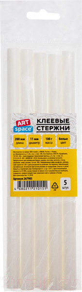 Изображение товара Клеевые стержни ArtSpace 267905 (5шт, белый)