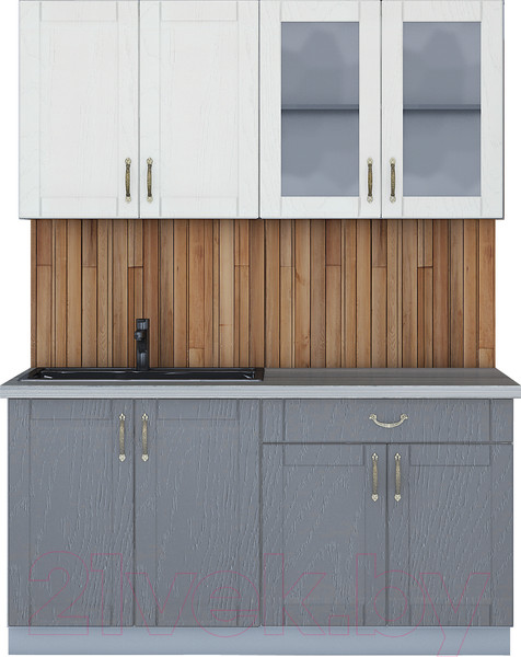 Изображение товара Кухонный гарнитур Интерлиния Мила Крафт 1.6А (дуб серый/дуб полярный/травертин серый)