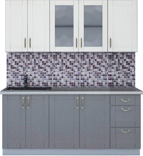 Изображение товара Кухонный гарнитур Интерлиния Мила Крафт 1.8А (дуб серый/дуб полярный/травертин серый)