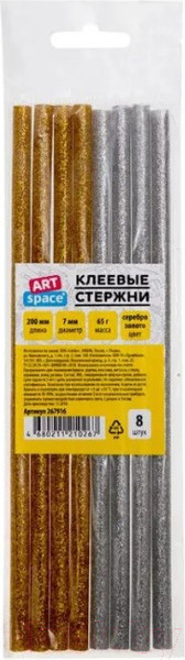 Изображение товара Клеевые стержни ArtSpace 267916 (8шт, золотой/серебряный)