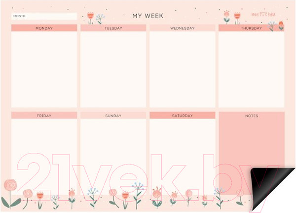 Изображение товара Планинг магнитный Meshu Flowers. На неделю / MS_47315