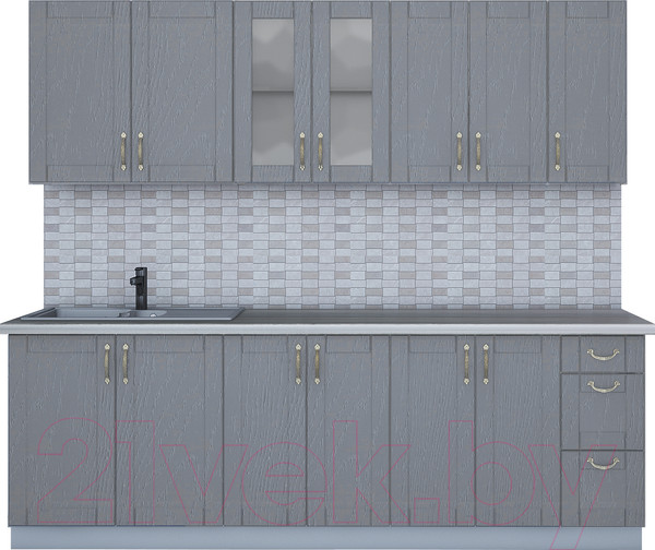 Изображение товара Кухонный гарнитур Интерлиния Мила Крафт 2.3А (дуб серый/травертин серый)