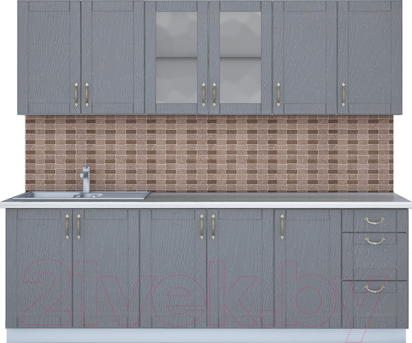Изображение товара Кухонный гарнитур Интерлиния Мила Крафт 2.4А (дуб серый/травертин серый)