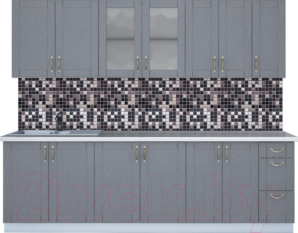 Изображение товара Кухонный гарнитур Интерлиния Мила Крафт 2.5А (дуб серый/травертин серый)