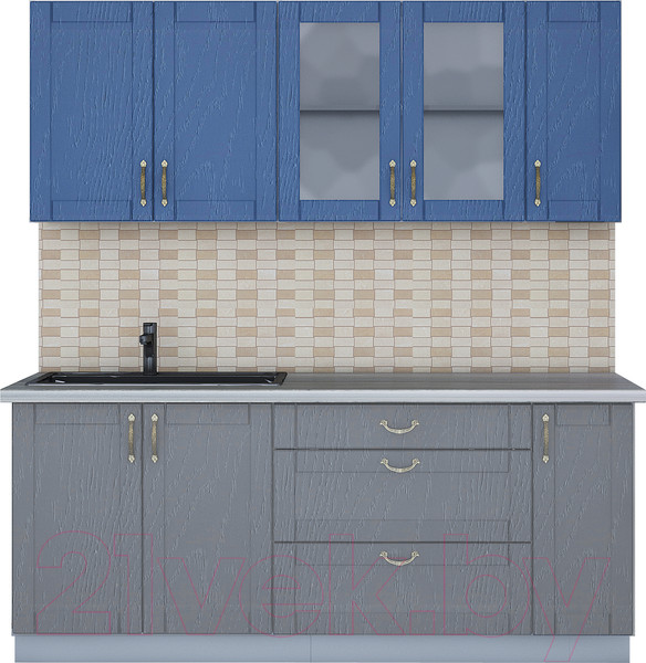 Изображение товара Кухонный гарнитур Интерлиния Мила Крафт 1.9Б (дуб серый/дуб лазурный/травертин серый)