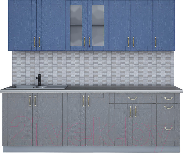 Изображение товара Кухонный гарнитур Интерлиния Мила Крафт 2.3Б (дуб серый/дуб лазурный/травертин серый)