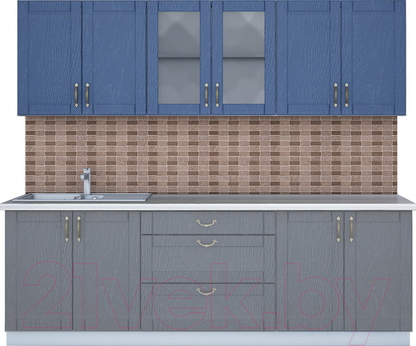 Изображение товара Кухонный гарнитур Интерлиния Мила Крафт 2.4Б (дуб серый/дуб лазурный/травертин серый)