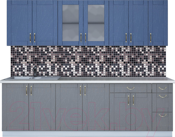 Изображение товара Кухонный гарнитур Интерлиния Мила Крафт 2.5Б (дуб серый/дуб лазурный/травертин серый)