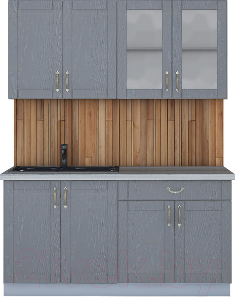 Изображение товара Кухонный гарнитур Интерлиния Мила Крафт 1.6А (дуб серый/дуб серый/травертин серый)