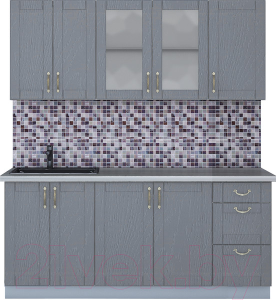 Изображение товара Кухонный гарнитур Интерлиния Мила Крафт 1.8А (дуб серый/дуб серый/травертин серый)