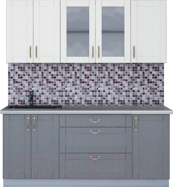 Изображение товара Кухонный гарнитур Интерлиния Мила Крафт 1.8Б (дуб серый/дуб полярный/травертин серый)