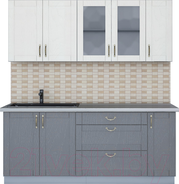 Изображение товара Кухонный гарнитур Интерлиния Мила Крафт 1.9Б (дуб серый/дуб полярный/травертин серый)