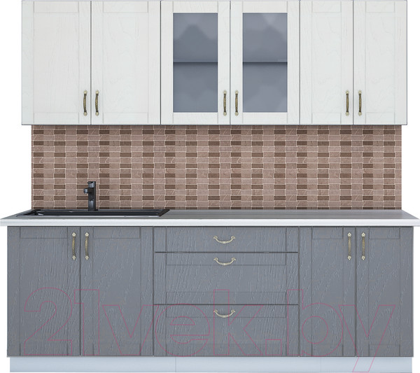 Изображение товара Кухонный гарнитур Интерлиния Мила Крафт 2.2Б (дуб серый/дуб полярный/травертин серый)