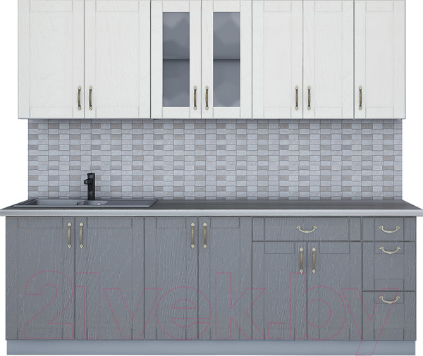 Изображение товара Кухонный гарнитур Интерлиния Мила Крафт 2.3Б (дуб серый/дуб полярный/травертин серый)