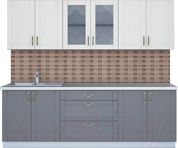 Изображение товара Кухонный гарнитур Интерлиния Мила Крафт 2.4Б (дуб серый/дуб полярный/травертин серый)