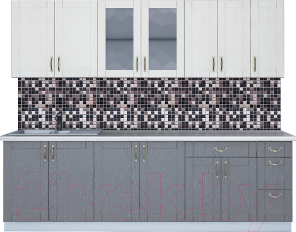 Изображение товара Кухонный гарнитур Интерлиния Мила Крафт 2.5Б (дуб серый/дуб полярный/травертин серый)