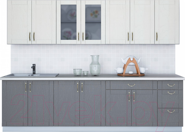 Изображение товара Кухонный гарнитур Интерлиния Мила Крафт 2.8Б (дуб серый/дуб полярный/травертин серый)