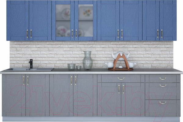 Изображение товара Кухонный гарнитур Интерлиния Мила Крафт 3.0Б (дуб серый/дуб лазурный/травертин серый)
