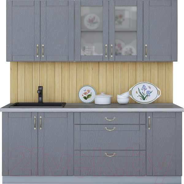 Изображение товара Кухонный гарнитур Интерлиния Мила Крафт 2.0Б (дуб серый/травертин серый)