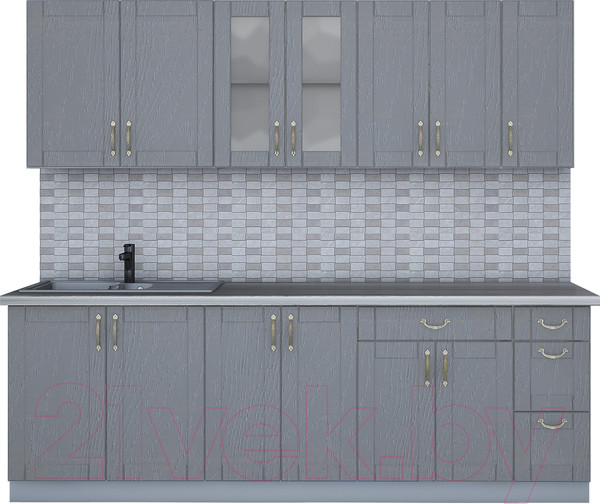 Изображение товара Кухонный гарнитур Интерлиния Мила Крафт 2.3Б (дуб серый/дуб серый/травертин серый)