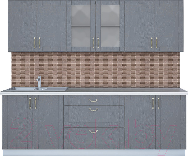 Изображение товара Кухонный гарнитур Интерлиния Мила Крафт 2.4Б (дуб серый/дуб серый/травертин серый)