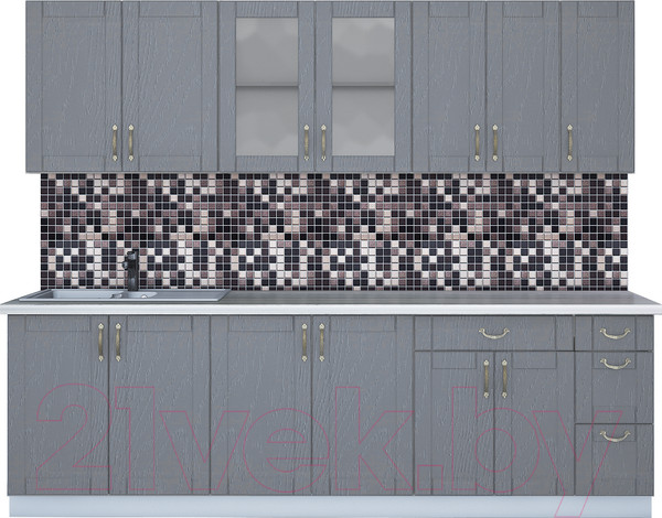 Изображение товара Кухонный гарнитур Интерлиния Мила Крафт 2.5Б (дуб серый/травертин серый)