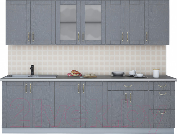 Изображение товара Кухонный гарнитур Интерлиния Мила Крафт 2.6Б (дуб серый/травертин серый)