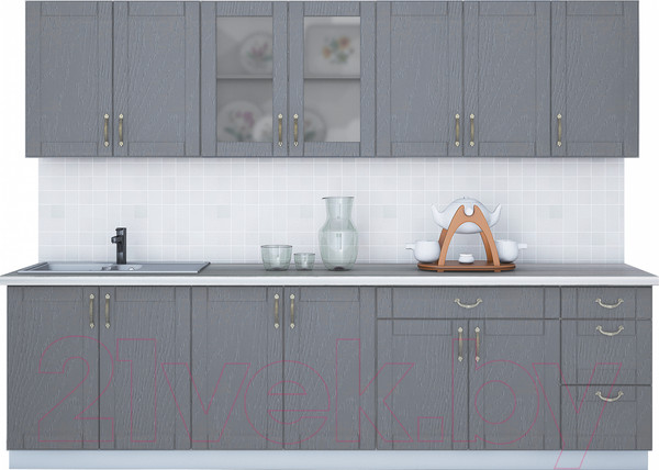 Изображение товара Кухонный гарнитур Интерлиния Мила Крафт 2.8Б (дуб серый/дуб серый/травертин серый)