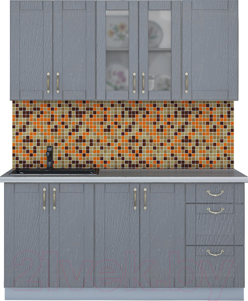 Изображение товара Кухонный гарнитур Интерлиния Мила Крафт 1.6Б (дуб серый/дуб серый/травертин серый)