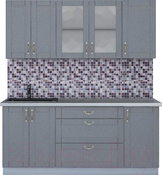 Изображение товара Кухонный гарнитур Интерлиния Мила Крафт 1.8Б (дуб серый/дуб серый/травертин серый)