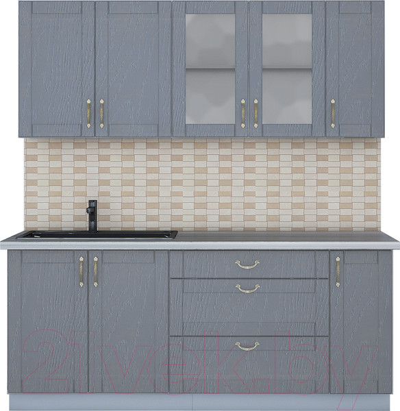 Изображение товара Кухонный гарнитур Интерлиния Мила Крафт 1.9Б (дуб серый/дуб серый/травертин серый)