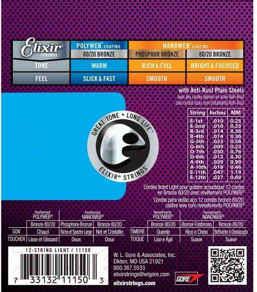 Изображение товара Струны для 12-струнной гитары Elixir Strings 11150 10-47