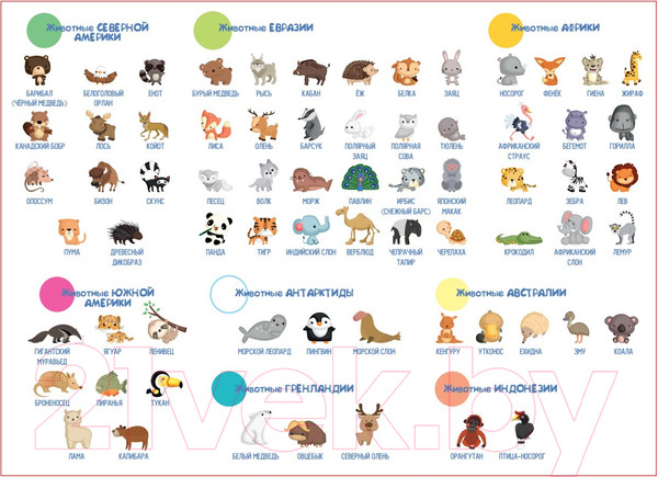 Изображение товара Развивающий плакат Десятое королевство Карта мира для малышей. Животные / 03871