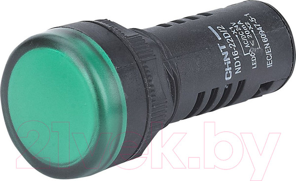 Изображение товара Лампа сигнальная Chint ND16-22D/2 AC/DC 230В (R) / 593077 (зеленый)