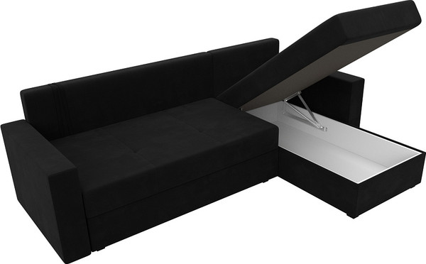 Изображение товара Диван угловой Лига Диванов Верона лайт правый (микровельвет черный)