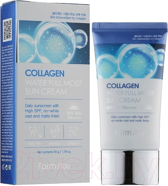 Изображение товара Крем солнцезащитный FarmStay Collagen Water Full Moist Sun Cream SPF50+/PA++++ (50г)