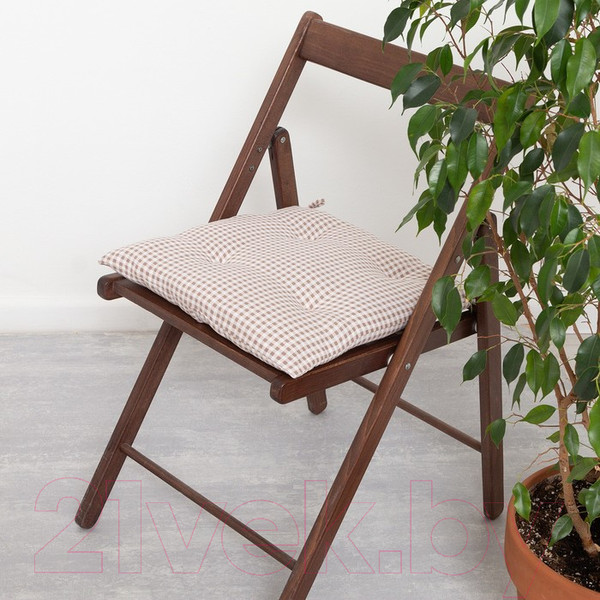 Изображение товара Подушка на стул Этель Клеточка / 7810957 (40x40, бежевый)