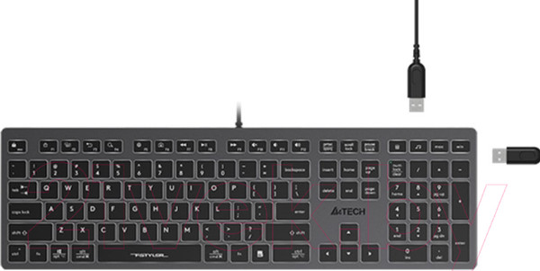 Изображение товара Клавиатура A4Tech Fstyler FX60H (темно-серый, белая подсветка)
