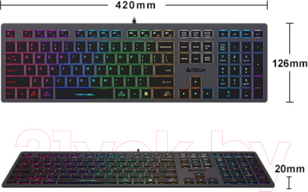 Изображение товара Клавиатура A4Tech Fstyler FX60H (темно-серый, белая подсветка)